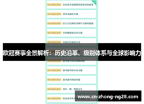 欧冠赛事全景解析:历史沿革、级别体系与全球影响力 欧冠赛事全景解析:历史沿革、级别体系与全球影响力
